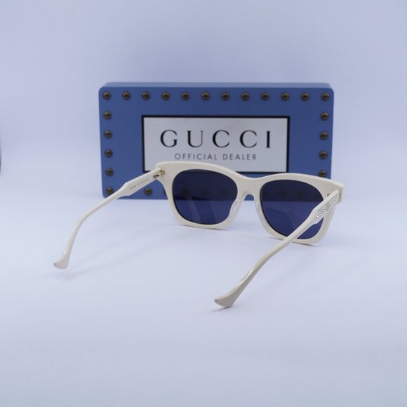 Gucci GG1299S 004 Cat Eye Sunglasses - Ivory with Stones/Blue main image 10